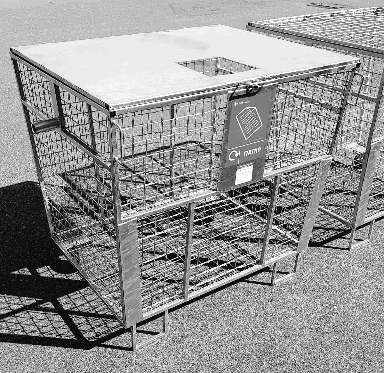 Контейнер сітчастий для збору макулатури на 1100л фарбований ВСМ ЕКО